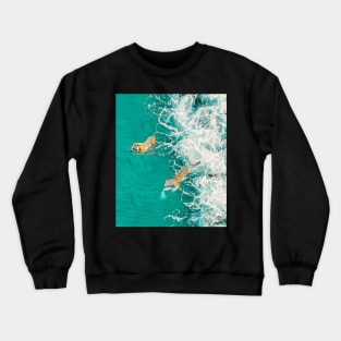 Big Cat Tiger Surfing At Beach Crewneck Sweatshirt